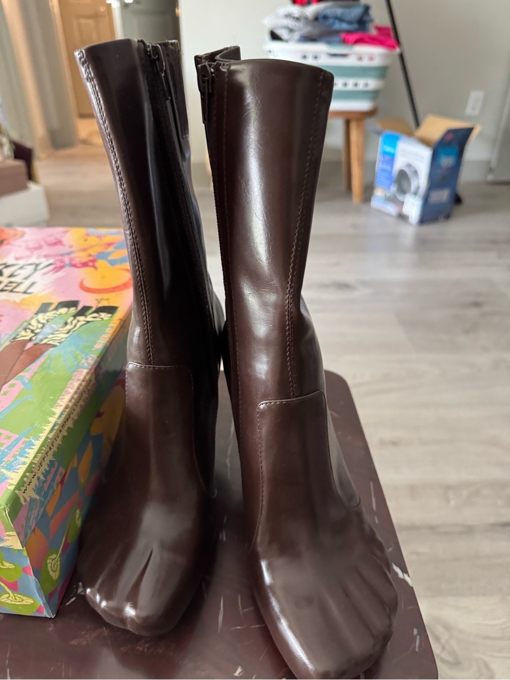 Jeffrey Campbell Chocolate Brown Mid-Calf Heeled Boots